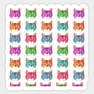 Cute Colorful Cats Animal Lover Pet Kitty Feline Gift Sticker